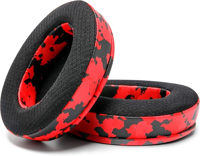 WC Freeze for Arctis Nova - Hybrid Fabric Cooling Gel Replacement Earpads for Arctis Nova Pro Wired, Nova 7, 5, 4, 3, 1 - Made by Wicked Cushions (Does Not Fit Nova Pro Wireless) | Red Camo