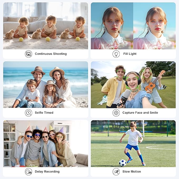 4K Digital Camera for Photography, Small Vlogging Camera with Flip Screen for YouTube, 50MP 16X Zoom, Portable Travel Cameras with 32GB SD Card for Beginners(White)