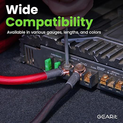 GEARit 4 Gauge OFC Wire 25 ft Black, 4 AWG Battery Cable, Oxygen-Free Copper Ground Cable for Car Audio Amp, RV, Marine