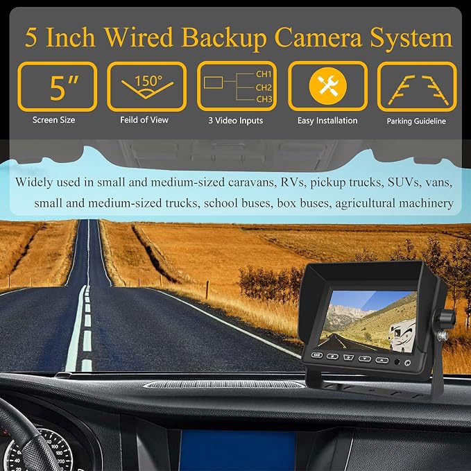 V5M Backup Camera with 49.2FT(15M) Extension Cable Set and VC3 Reversing Camera Bundle Sales