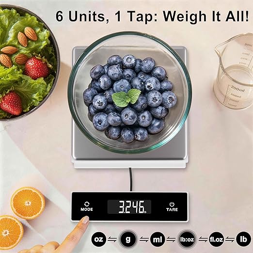 THINKSCALE Digital Kitchen Scale, 11lb/5kg Food Scale with Pull-Out Display, 1g/0.01oz Precision Digital Grams and Ounces for Weight Loss, Baking, Cooking, Keto and Meal Prep, LCD Display