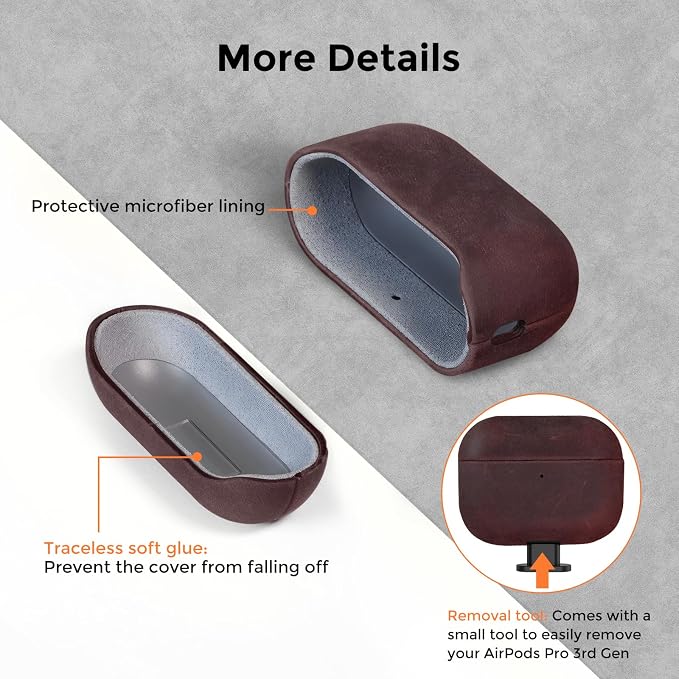 for AirPods Pro 3 Case, Handcrafted Vintage Genuine Leather Shockproof Cover Accessories with Lanyard Compatible with Apple AirPods Pro 3rd Generation 2025