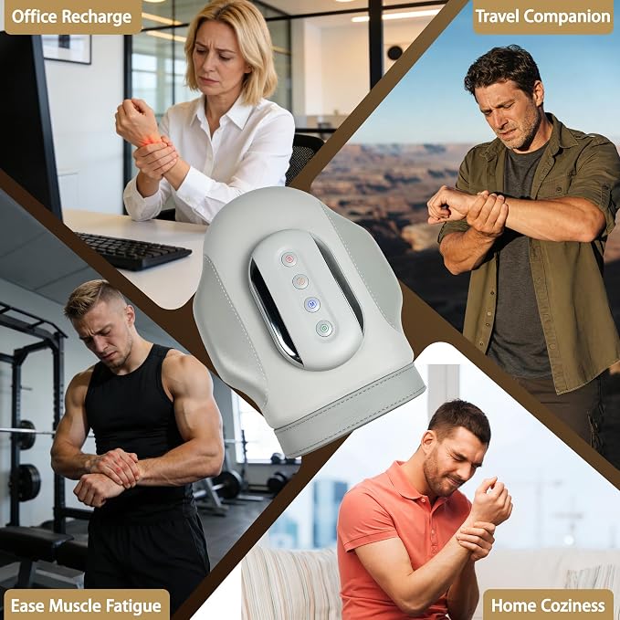 Hand Massager with Heat and Compression, Soft Leather Cover Hand Massager for Arthritis and Carpal Tunnel, Either Hand Usable, 3 Modes 3 Heat 5 Intensities, for Wrist Palm Finger
