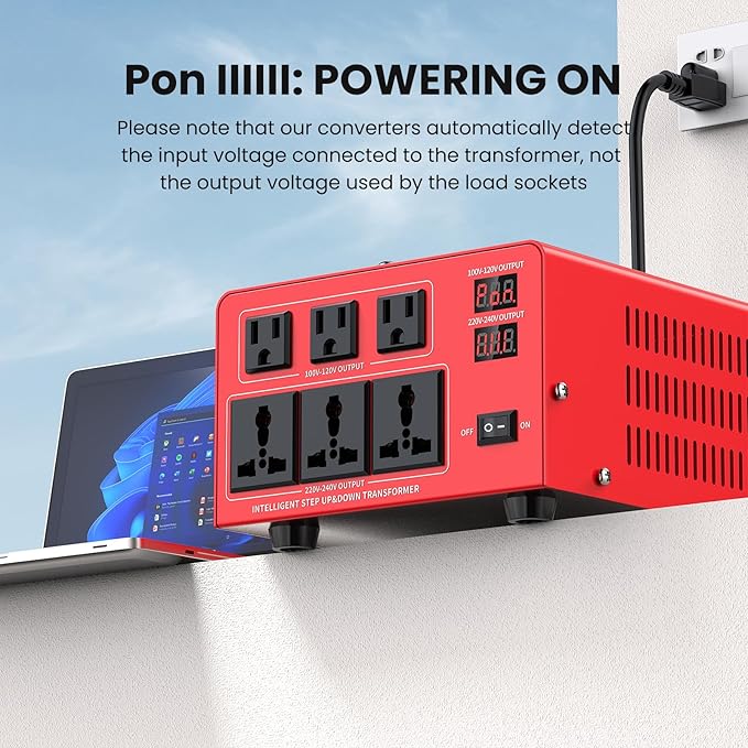 4000W Voltage Transformer Power Converter(110V to 220V, 220V to 110V) Step Up/Down Converter 110/120 Volt - 220/240 Volt w/US Power Cord, LCD Display, 3 US Outlets, 3 Universal Outlet