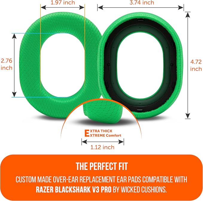 WC Freeze Blackshark V3 Pro – Cooling Gel Earpads Compatible with Razer BlackShark V3 Pro by Wicked Cushions | Enhanced Comfort, Cooling Gel Technology, Extra Thick | Neon Green