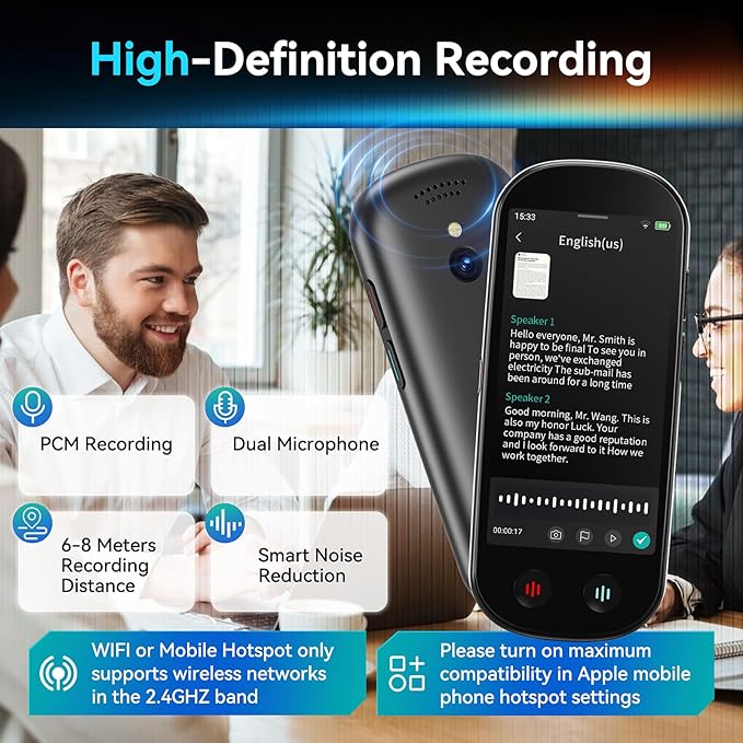 AI Voice Recorder with Playback, Digital Voice Recorder with Unlimited Transcription, Summary, Translation, 80GB Voice to Text Meeting Recorder and Transcriber, AI Recorder for Lectures, Interviews