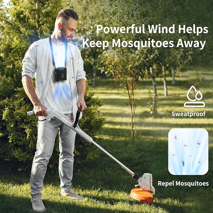 Socool 10000mAh Portable Waist Fan Clip on Wearable Belt Personal Fan Rechargeable Battery operated With 5 Speeds & Flashlight Neck Hands-Free 40H Cooling For Outdoor Camping Travel (Black)