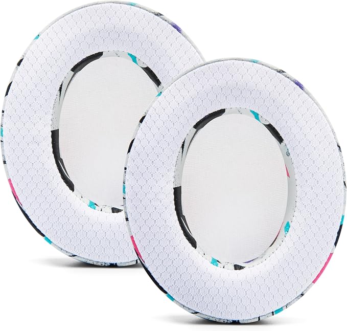 WC Freeze for Arctis Nova - Hybrid Fabric Cooling Gel Replacement Earpads for Arctis Nova Pro Wired, Nova 7, 5, 4, 3, 1 - Made by Wicked Cushions (Does Not Fit Nova Pro Wireless) | 90's White