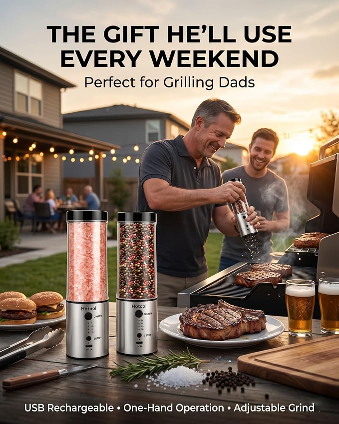 Larger Capacity Electric Salt and Pepper Grinder Set, Rechargeable Salt and Pepper Shakers Set, Kitchen Gadgets Salt and Pepper Mill,Perfect Dad Gifts