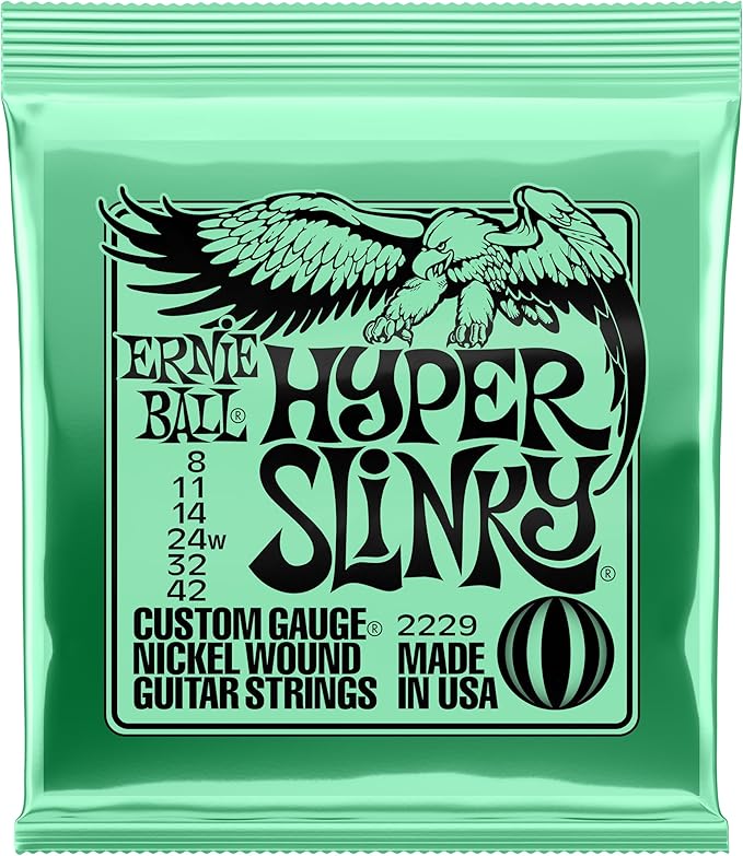 Ernie Ball Hyper Slinky Nickel Wound Electric Guitar Strings, 8-42 Gauge (P02229)