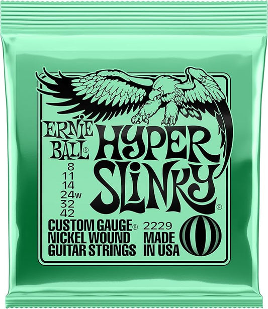 Ernie Ball Hyper Slinky Nickel Wound Electric Guitar Strings, 8-42 Gauge (P02229)