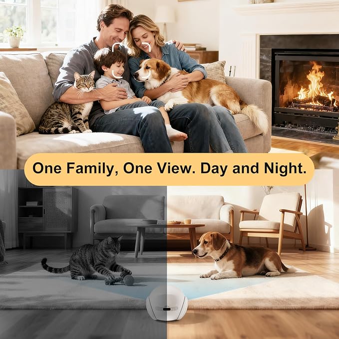 XZI Movable Indoor Robot Camera, Family Bot Security for Cat/Dog/Pet/Elderly, Robot Camera on Wheels with Auto-Recharge, 2-Way Talk, Night Vision, Motion Detection, Phone App
