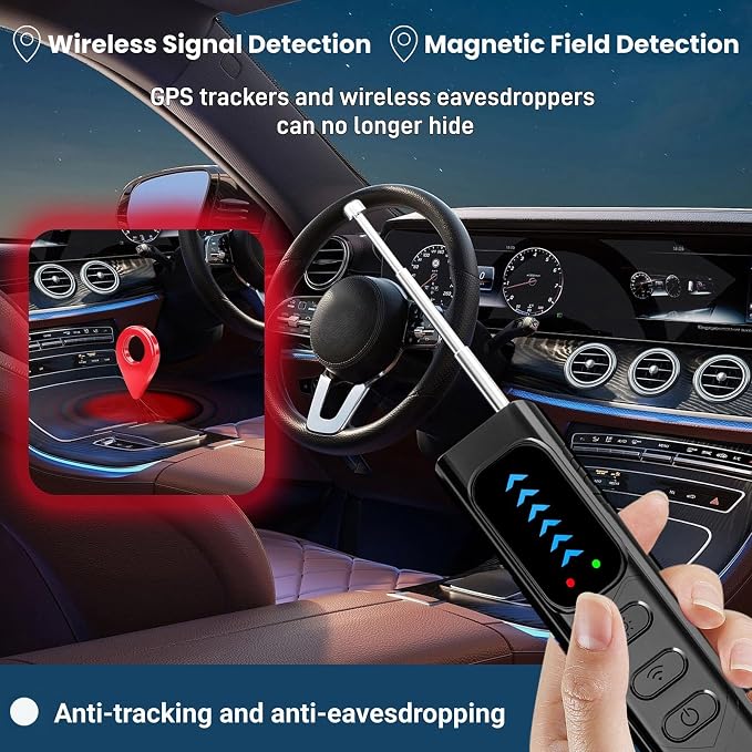 Hidden Camera Detectors,Anti-Spying Device,Portable GPS Tracker Detector and Bug Detection Device,Wireless Signal and RF Scanner,Hidden Camera Finder for Travel,Hotels,Home,Office,Car