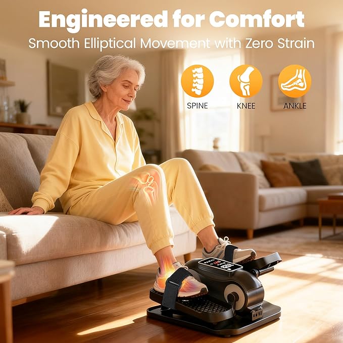 Yagud Under Desk Elliptical Machine, Elliptical Leg Exerciser as Seen on TV for Senior with Remote Control, Portable Quiet Electric Seated Pedal and 12 Adjustable Speed, Black