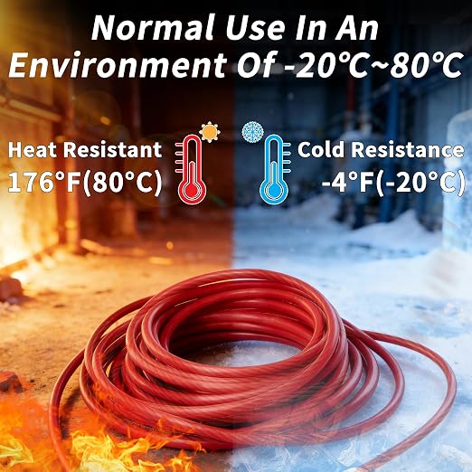 0 Gauge Wire 25FT Red Copper Clad Aluminum CCA 1/0 Battery Cable, Primary Power/Ground Cable for Car Audio Speaker, RV Trailer, Amp, Inverter RV Truck, Marine, Solar Equipment, Translucent Jacket