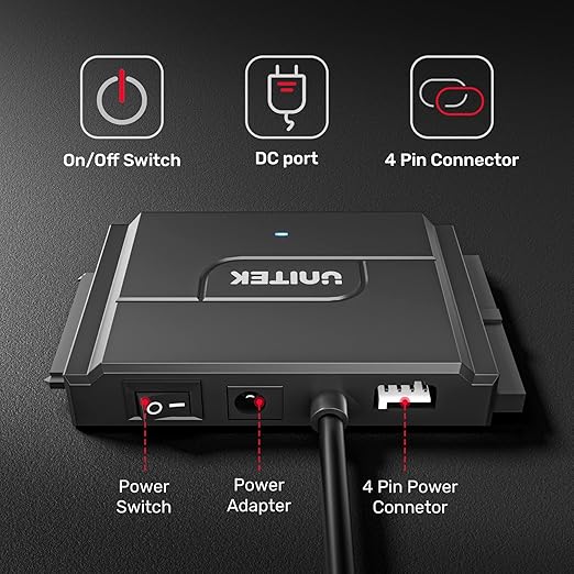Unitek SATA/IDE to USB 3.0 Adapter, IDE/SATA Hard Drive Recovery Converter for Universal 2.5"/3.5" Inch External HDD/SSD, Support 10TB