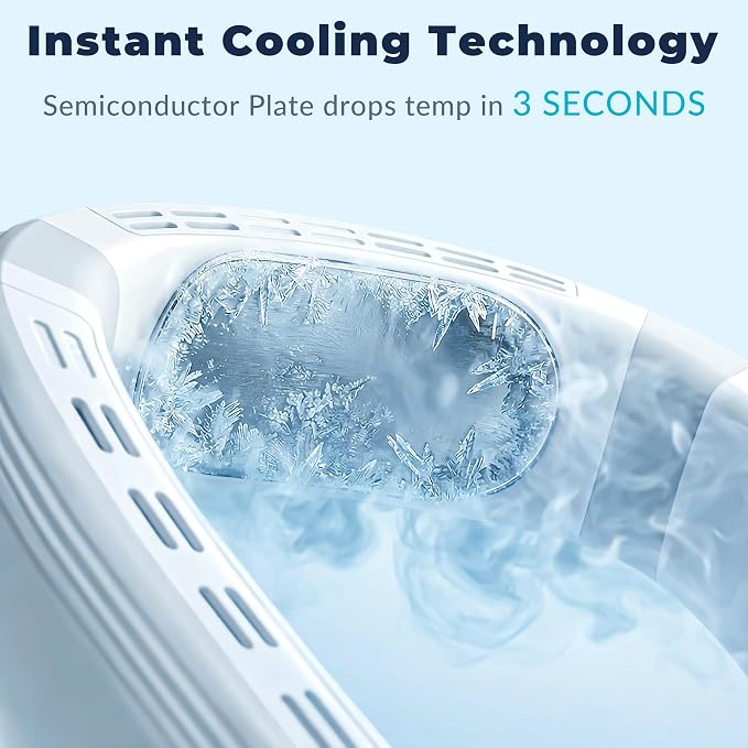 Neck Fan - Portable Personal Fan with Cooling Plate,Operated Wearable Rechargeable Fan with 5200mAh Lithium Battery for Travel,Neck Air Conditioner,3 Cooling Level&3 Speeds Level,Gifts for Women Men
