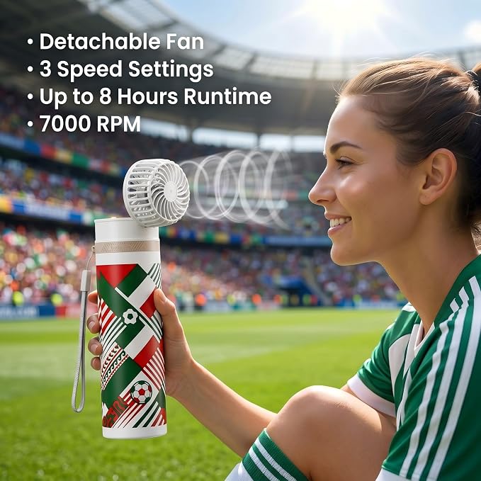 2-in-1 Handheld Fan & Ice Therapy Cup, 7000 RPM Cooling Fan with Long-Lasting Cold Retention, Personal Fan & Reusable Cold Compress for Sports Recovery & Heat Relief, Mexico Theme