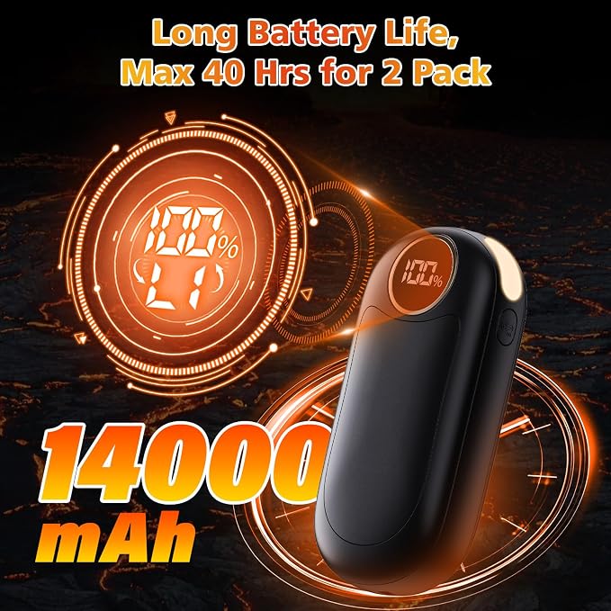 Hand Warmers Rechargeable, Dual-Sided Heating with LED Display, Flashlight, 4 Heating Levels Electric Pocket Heater for Raynauds, Golf, Camping, Hunting, Gifts for Christmas Men Women