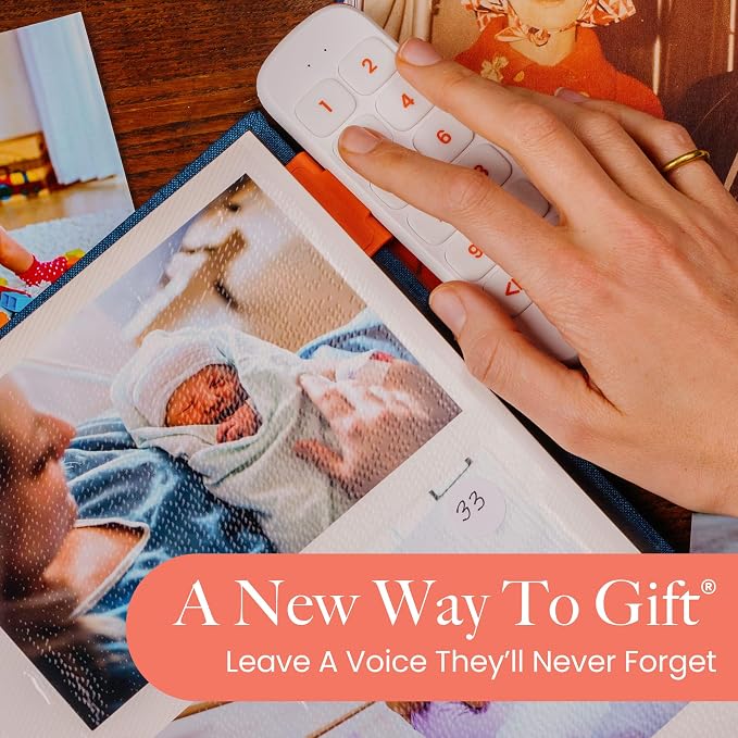 VOICEGIFT Play, 10 Hour Capacity Screen-Free Voice Recorder, Playback Tool, Portable Electronic Story Player with Speaker, Clip & Strap, Add Voice to Journals, Albums and Keepsakes