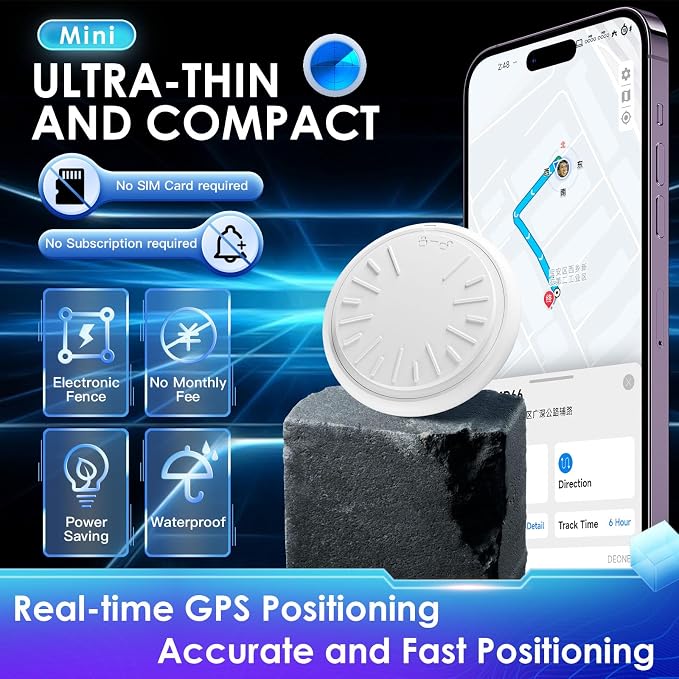 GPS Tracker for Vehicles Real-Time Mini Tracker Device for Vehicles, No Monthly Fee Subscription No SIM Card Required(Available for Android and iOS) 2 Pack
