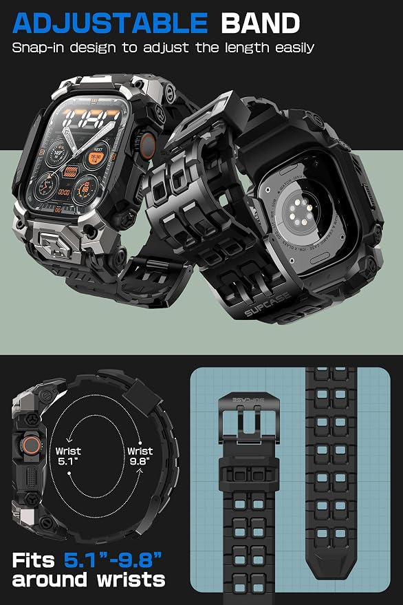 SUPCASE for Apple Watch Ultra 3/2/1 49mm Case with Band (Unicorn Beetle Ore), [Anti-Scratch] [Military-Grade Protection] Rugged Sport Men Bumper Case with Adjustable Strap Band, Black