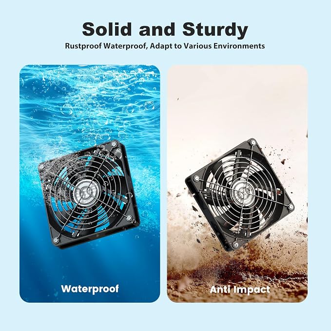 5.5" Solar Chicken Coop Fan 2 Kit, 20W Solar Powered Greenhouse Fan Outdoor Waterproof for Vent Exhaust & Intake, for Outside Shed Doghouse Ventilation Air Circulation Cooling, No Battery
