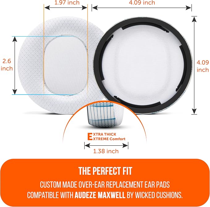 WC Freeze Maxwell - Cooling Gel Replacement Earpads for Audeze Maxwell Headphones by Wicked Cushions - Elevate Comfort, Durability, Thickness & Sound Isolation for Epic Gaming Sessions | Ivory Tide