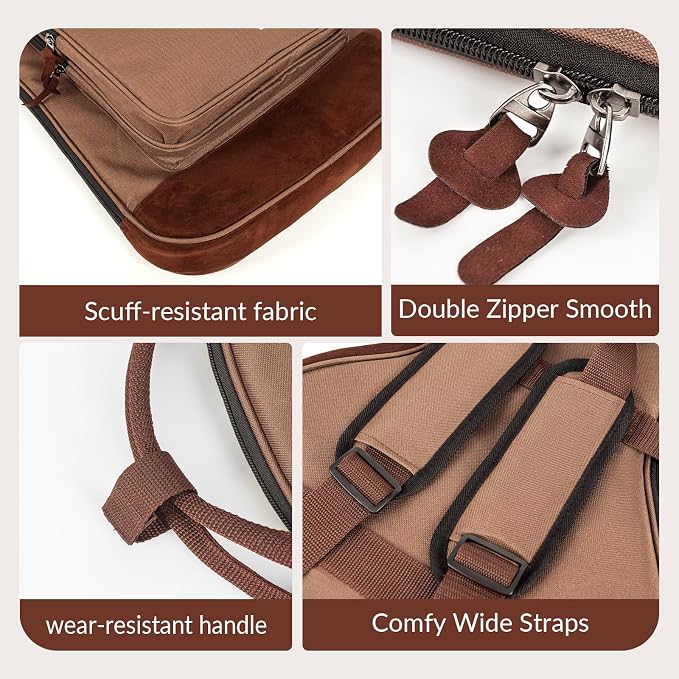 Electric Guitar Bag 0.5 Inch Padding Electric Guitar Case, Electric Guitar Gig Bag Backpack with Neck Strap and 4 Pockets, Brown