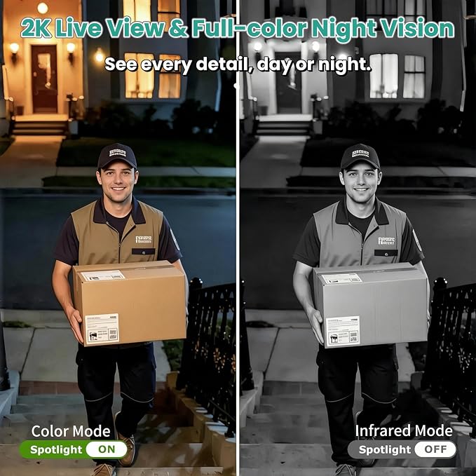 No WiFi Security Camera, 4G LTE Cellular Security Camera Battery Powered with SIM Card & Memory Card, 2K Color Night Vision, Motion Detection, 2-Way Talk, Solar Camera Outdoor Wireless