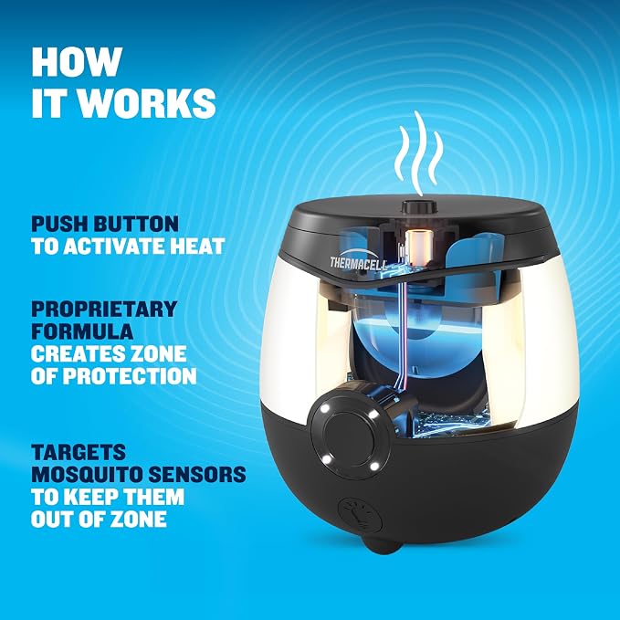 Thermacell E-ZoneGuard Glow Rechargeable Mosquito Repeller + Lantern with 20-Foot Zone of Scientifically Proven Outdoor Protection; 9-Hr Battery; 12-Hr Refill; Bug Spray Alternative; DEET-Free