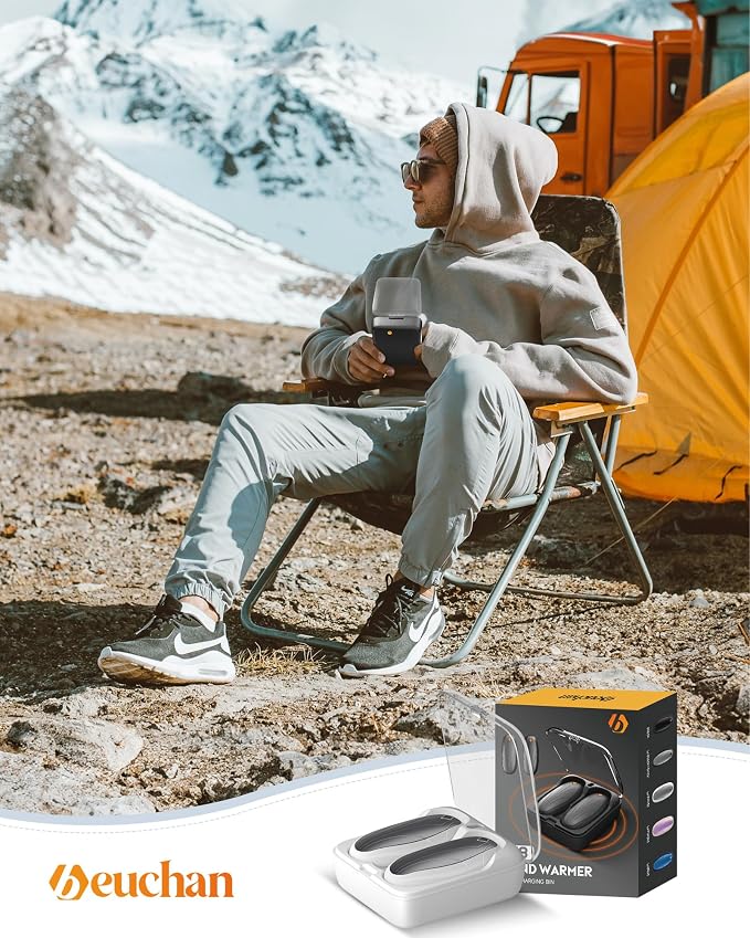 Hand Warmers Rechargeable 2 Pack, 14000mAh Electric Hand Warmers with Wireless Charging Case, AI Chip 3 Heat Settings Up to 50-Hour Portable Pocket Heater, Gifts for Christmas, Camping, Hunting, Golf