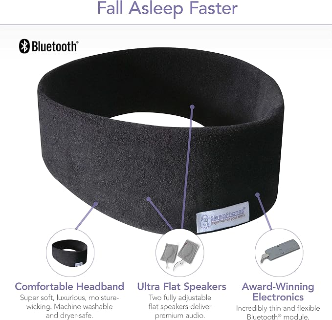 SleepPhones Wireless Sleep Headphones by AcousticSheep V8 | 24-Hour Battery | Original and Most Comfortable Bluetooth Headphones for Sleeping (Large, Nighttide Navy Breeze)