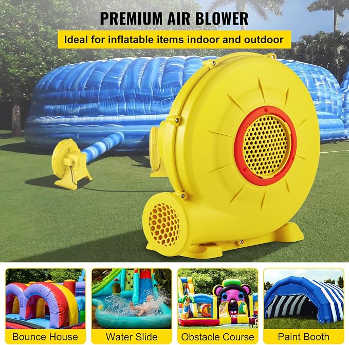 VEVOR Inflatable Blower, Electric Air Blower, Bounce House Blowing Pump, Commercial Corded Fan Pump for Castle Wate Slides Water Slide Bouncy Castle