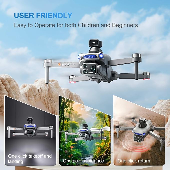 S119 4K Drone with Camera for Adults, GPS Auto Return, Obstacle Avoidance, Brushless Motor, 5G Screen Remote, 2 Batteries 50 Min Flight, Dual Camera 120° Wide-Angle, 2000M Range, 120M Altitude FPV Quadcopter