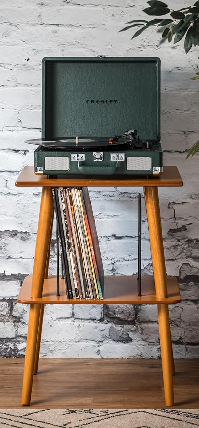 Crosley CR8005F-EM Cruiser Plus Vintage 3-Speed Bluetooth in/Out Suitcase Vinyl Record Player Turntable, Dark Emerald