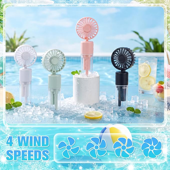 4 Pack Misting Fans Portable Rechargeable Handheld Spray Fans with 25ml Water Tank 4-speed Personal Cooling Fan, USB-c Mini Handheld Fan for Travel Outdoor Sport Office Home Summer Gifts