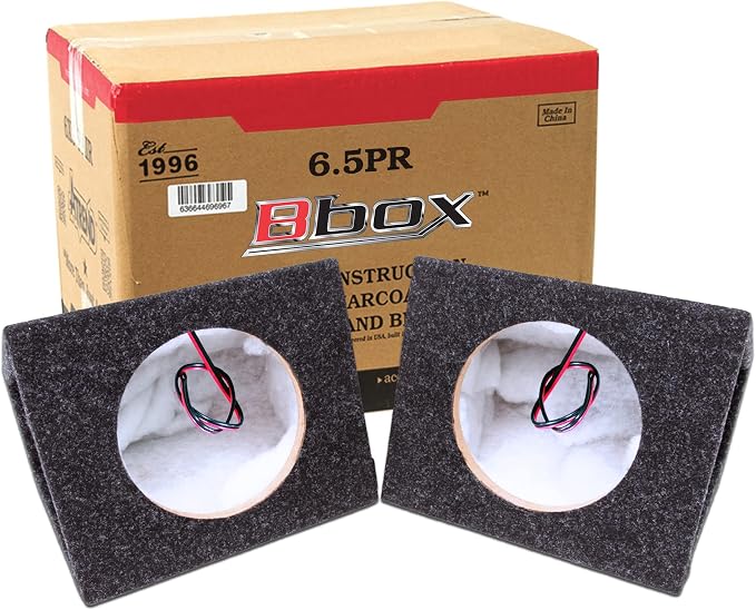 Atrend BBox Pro Audio Tuned 6.5" Speaker Enclosures - Premium Speakers Enhance Sound and Bass - Nickel Terminals for Car/Truck - 18 Gauge Cables - Set of 2 (Charcoal)