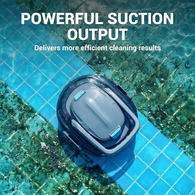 Steelite Robotic Pool Cleaner S7, Cordless Pool Vacuum for Above Ground Pool, Automatic Pool Vacuum Robot with Dual Motors, Self Parking, 120 Mins Runtime, Robotic Pool Vacuum for Leaves & Dirt