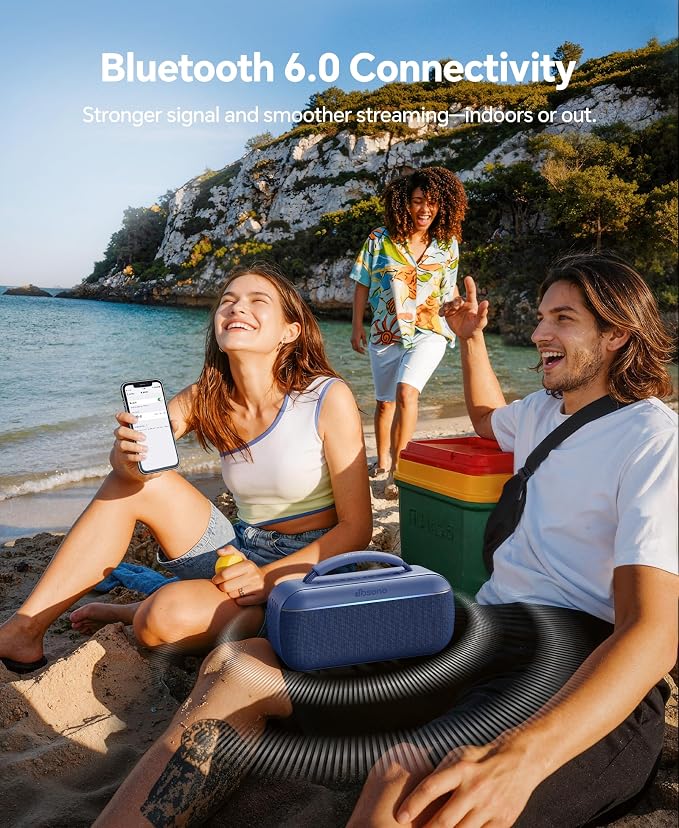 dbsono Portable Bluetooth Speaker Wireless: 100W(Peak) SoundPulse 2.0 with BassBoost, Waterproof Loud Party Speakers, Unlimited Pairing, TWS for Outdoor/Indoor, Beach Vacation Essential, Blue