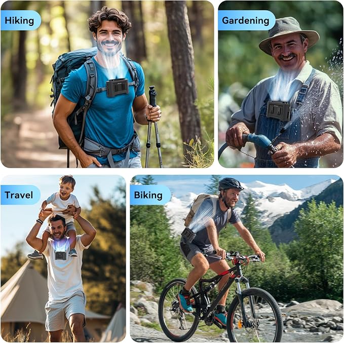 14500mAh Portable Waist Fan, Gifts for Husband Dad Him Men, Shirt Wearable Belt Clip on Fan for Blue Collar Outdoor Worker, Rechargeable Full Body Cooling, Fishing Hiking Camping Essentials 2026
