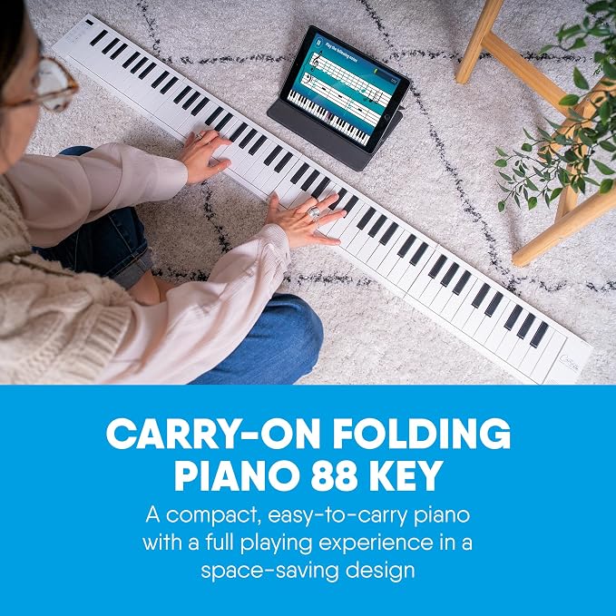 Blackstar Carry-on White 88 Keys USB MIDI Controller for Portable Folding Digital Piano with Rechargeable Battery