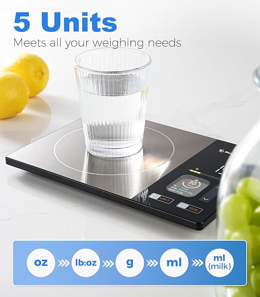 Smart Nutrition Scale - Calorie & Nutrients Tracker for Weight Loss, Fitness, Meal Prep, Free App Connected Food Scale with Barcode Scan, Food Preload & Color Display, 1g Precision, 11lb, Black