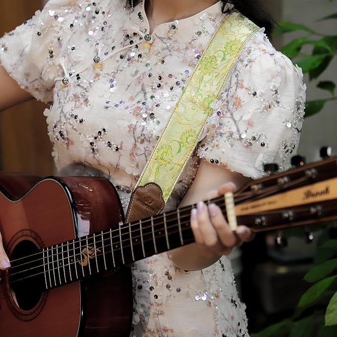 Guitar Strap, embroidery Jacquard Adjustable Guitar Straps for Acoustic/Bass/Electric Guitar, Includes Guitar Pick, Strap Button and Strap Lock, Constellation Gift (Virgo)