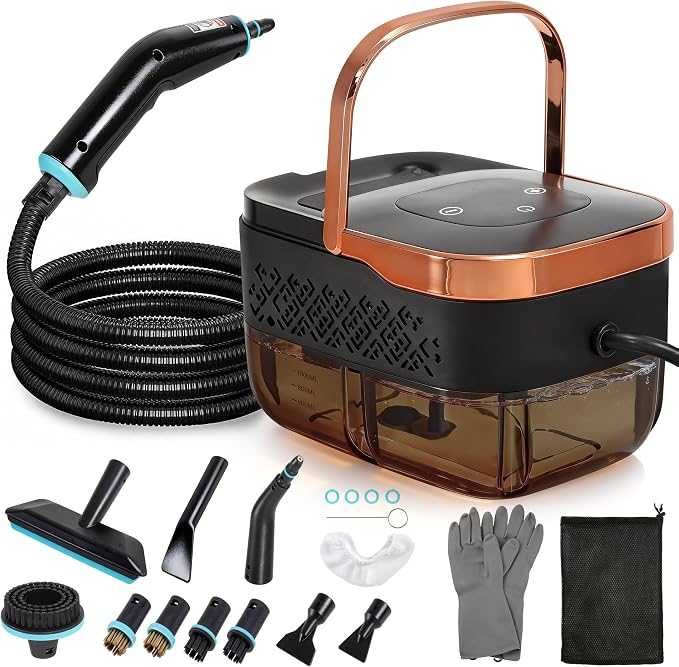BEAMNOVA Handheld Steam Cleaner, Car Steamer for Auto Detailing, High-Pressure Multi-Purpose Steam Cleaning Machine, 42 oz, for Car Interior, Kitchen, Bathroom, Grout & Tile, Floors, Rose Gold