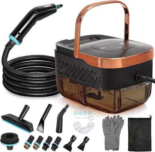 BEAMNOVA Handheld Steam Cleaner, Car Steamer for Auto Detailing, High-Pressure Multi-Purpose Steam Cleaning Machine, 42 oz, for Car Interior, Kitchen, Bathroom, Grout & Tile, Floors, Rose Gold
