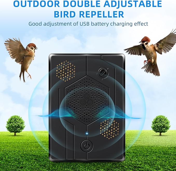 2026 Ultrasonic Bird Repellent Devices Woodpecker Repellent Outdoor for Attic Pigeon Deterrent Goose Repellent Rechargeable Bats Repellent Indoor to Keep Birds Away from Porch Balconies 4 Pack