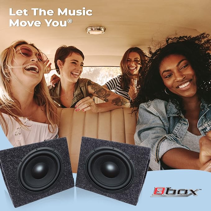 Atrend BBox Pro Audio Tuned 6.5" Speaker Enclosures - Premium Speakers Enhance Sound and Bass - Nickel Terminals for Car/Truck - 18 Gauge Cables - Set of 2 (Charcoal)