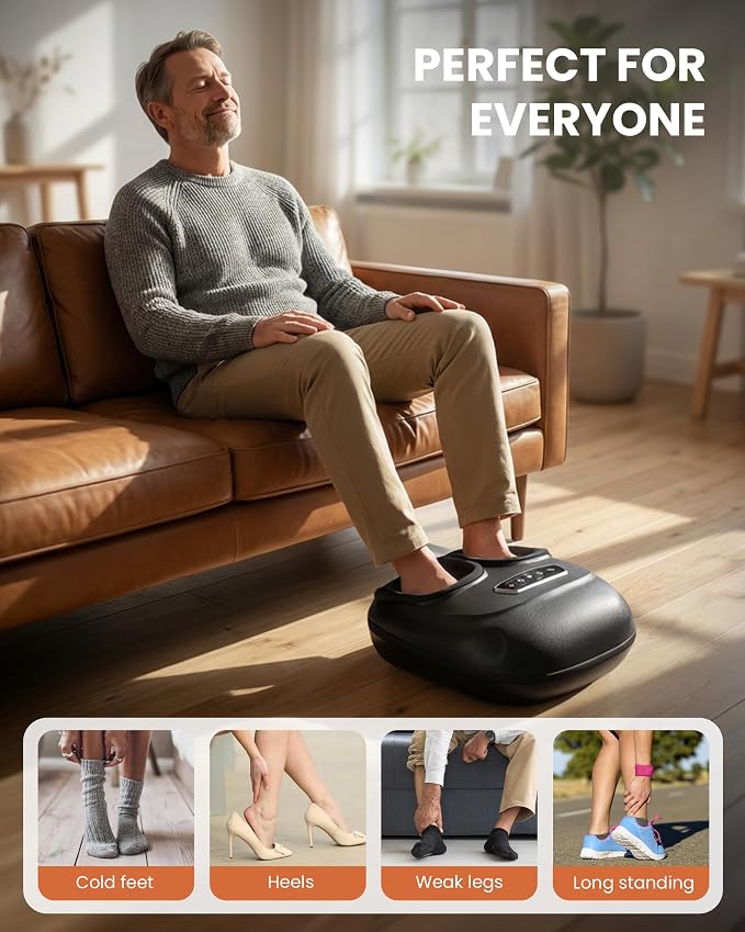 CILI 4-in-1 Foot Massager with Heat,Vibraion,Deep 3D Shiatsu,Compression,Rolling Feet Massager FSA Eligible HSA,Big Size 13" for Men Women Home Office Foot Pain Relief (Toe-Touch Control) Gifts Mom