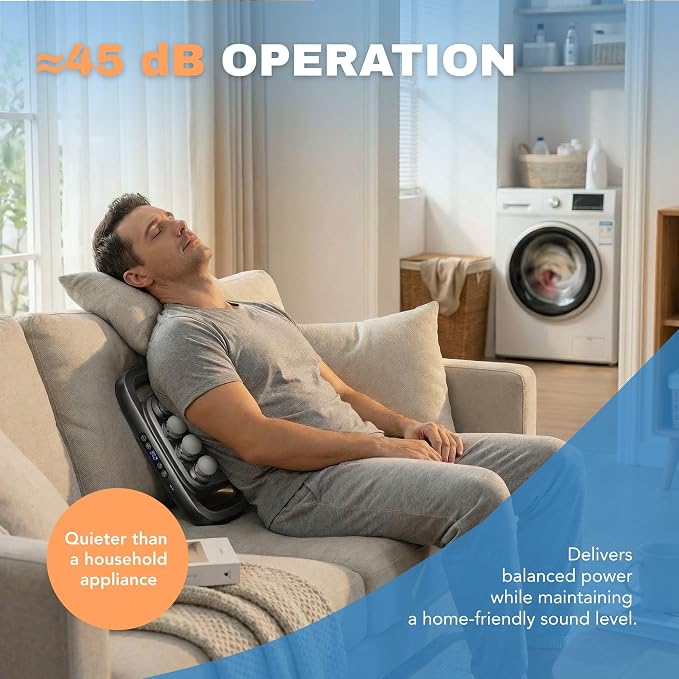 KS SHOP® 16 Head Back Massager Deep Tissue | 9 Modes & 9 Levels (81 Combinations) | 35mm Amplitude 50KG Thrust | Quiet 45dB | Type-C Rechargeable Body Massage Gun for Full Body Relief